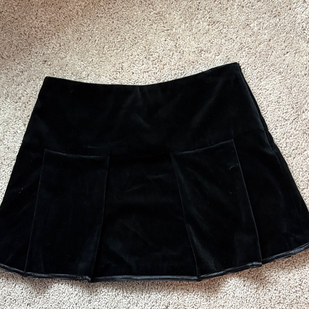 Tibi Black Velvet Mini Skirt